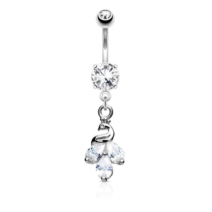 Belly Button Piercing Peacock dangle Zirconia