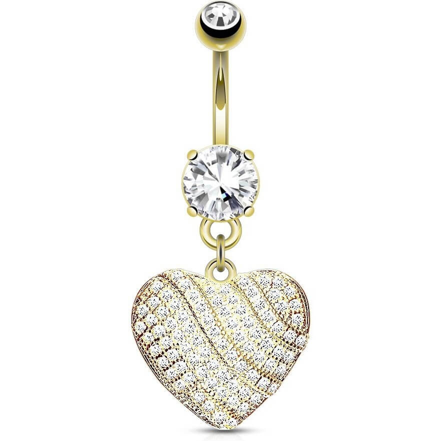 Belly Button Piercing Heart dangle Zirconia