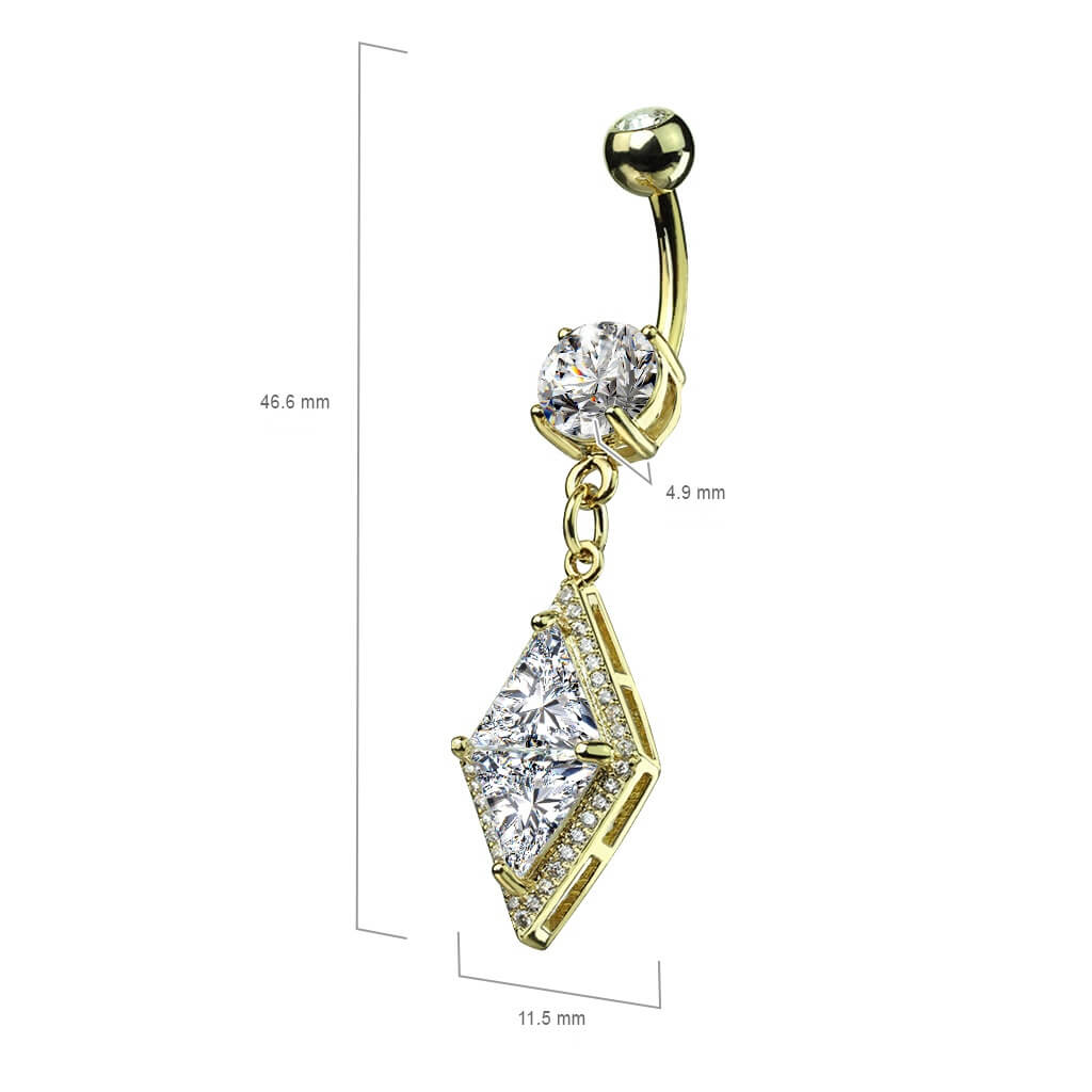 Belly Button Piercing Diamond shape dangle Zirconia