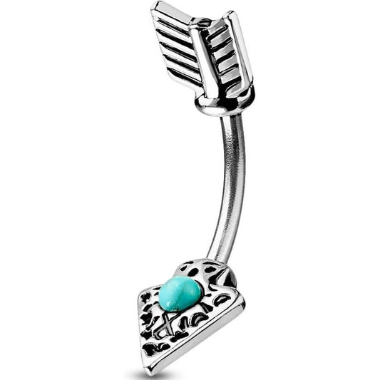 Belly Button Piercing Arrow turquoise Silver