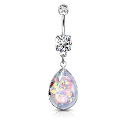 Piercing Nombril Pendentif Opale Arc-En-Ciel