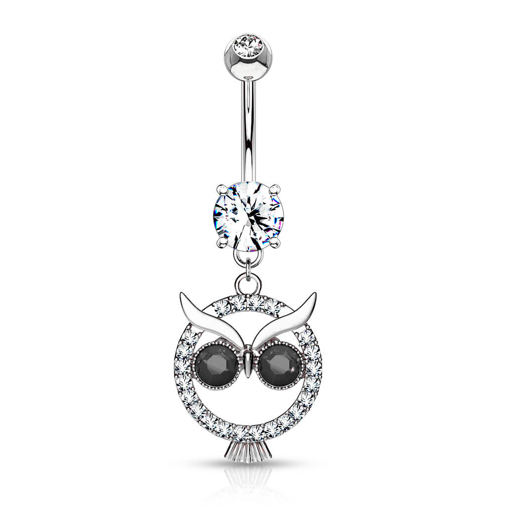 Belly Button Piercing Owl dangle Zirconia