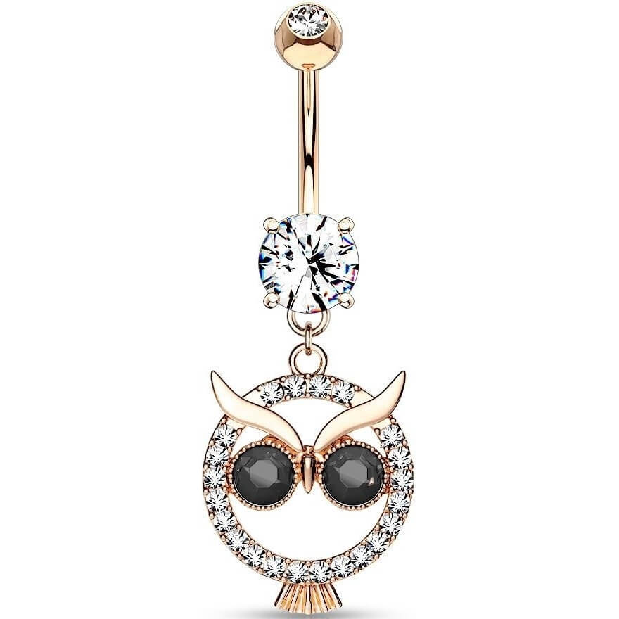 Piercing Nombril Pendentif Hibou Zircone