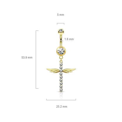 Belly Button Piercing Wings dangle Zirconia