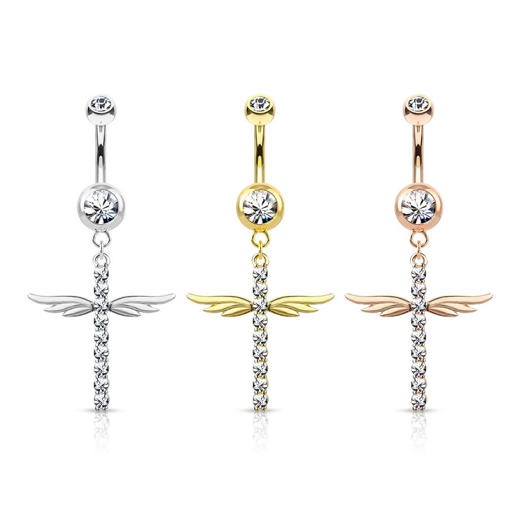 Belly Button Piercing Wings dangle Zirconia