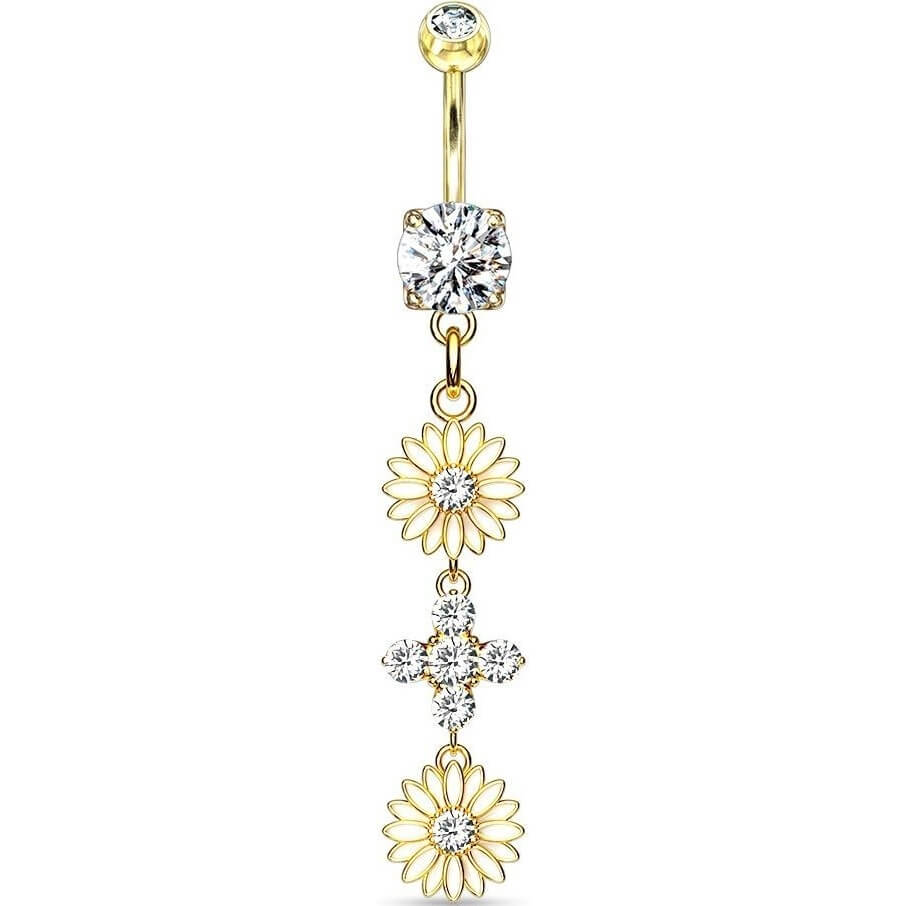 Piercing Nombril Pendentif Fleur Zircone