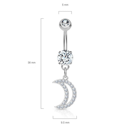 Piercing Nombril Pendentif Lune Zircone