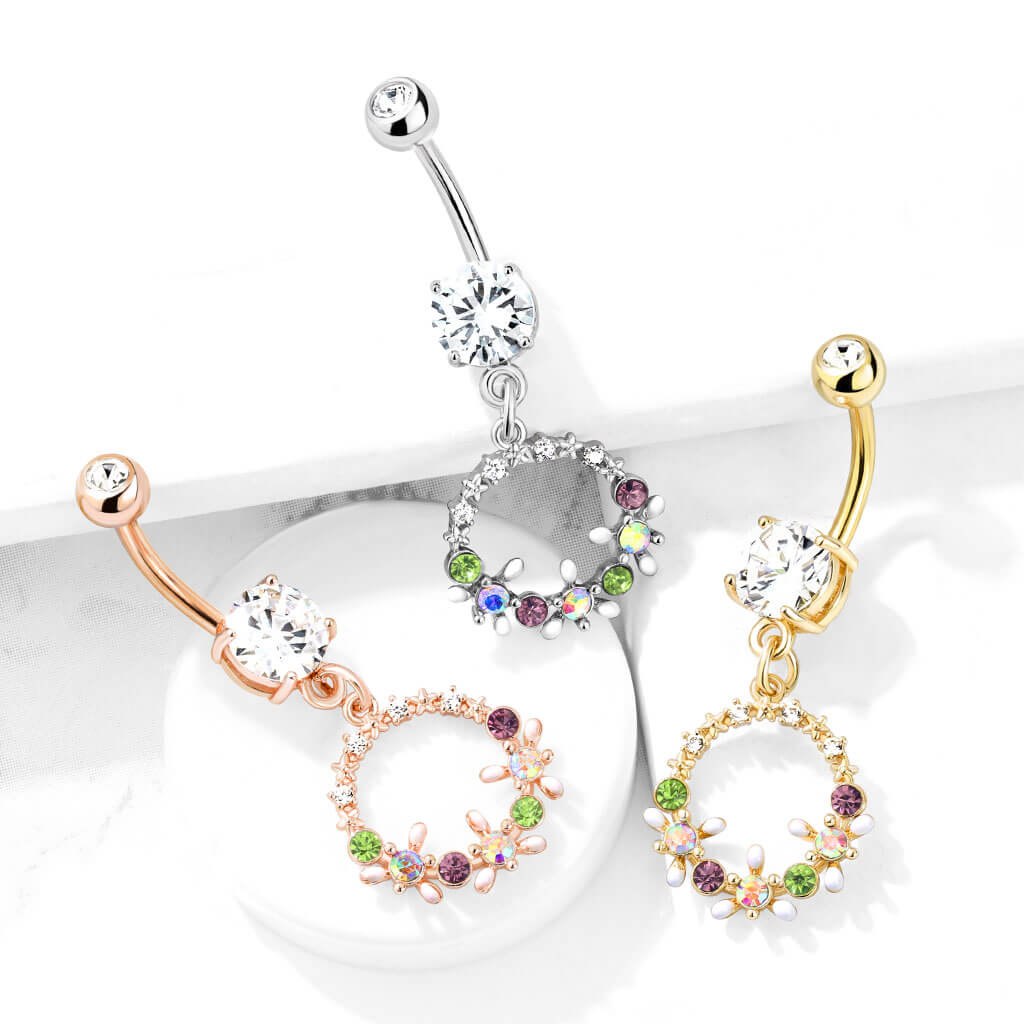 Bauchnabelpiercing Blumenkranz beweglich Zirkonia