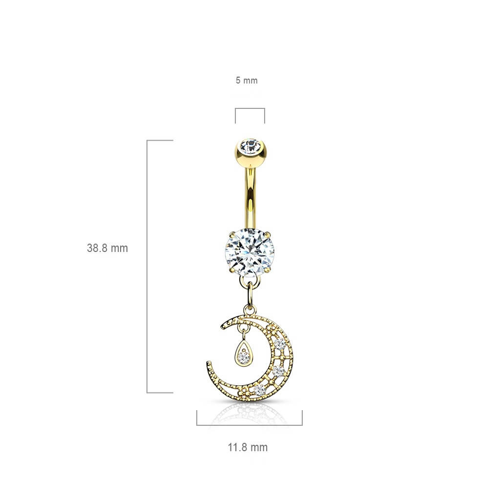 Belly Button Piercing Moon dangle Zirconia