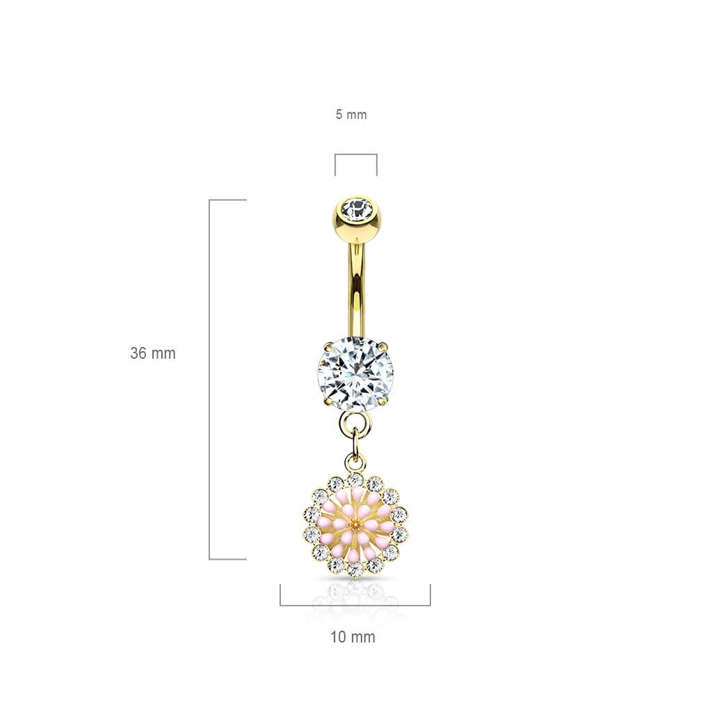 Belly Button Piercing Flower dangle Zirconia