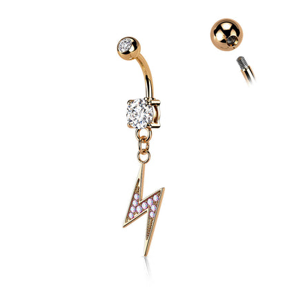 Belly Button Piercing Lightning Bolt dangle cubic Zirconia