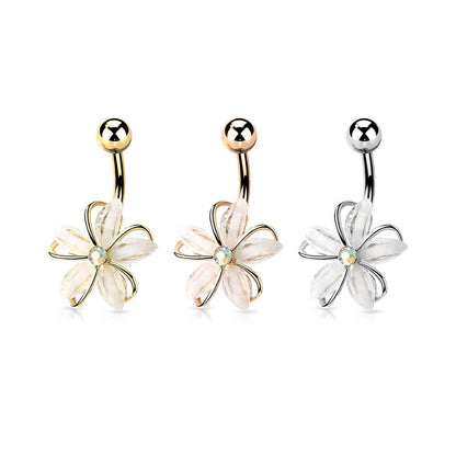 Piercing Nombril Fleur Zircone