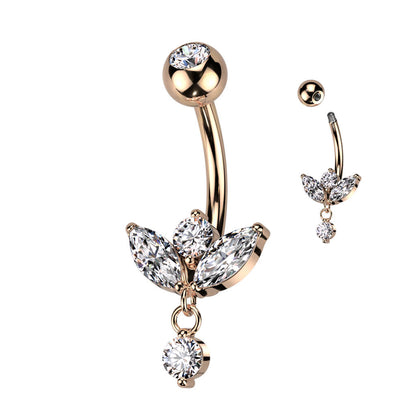 Piercing Nombril Pendentif Marquise Zircone Cubique