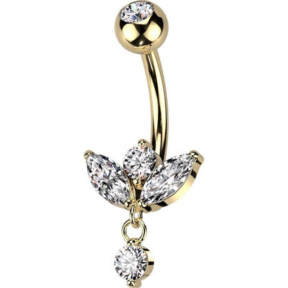 Piercing Nombril Pendentif Marquise Zircone Cubique