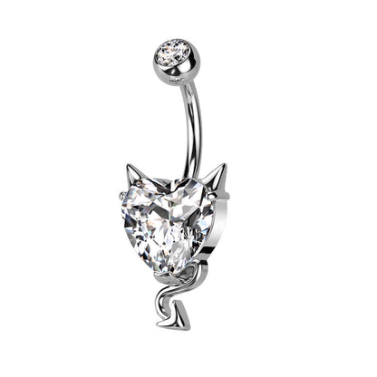 Belly Button Piercing Devil Heart Zirconia