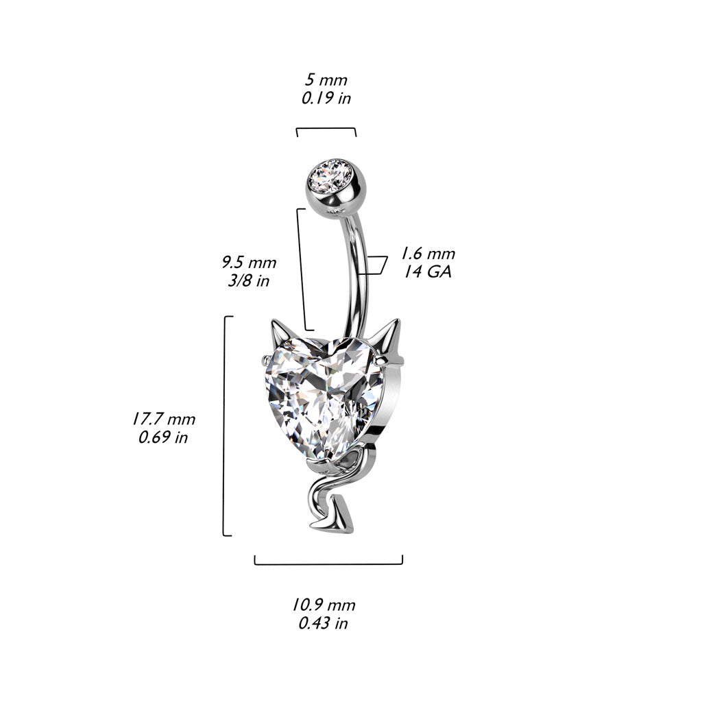 Piercing Ombelico Diavolo a cuore di zircone