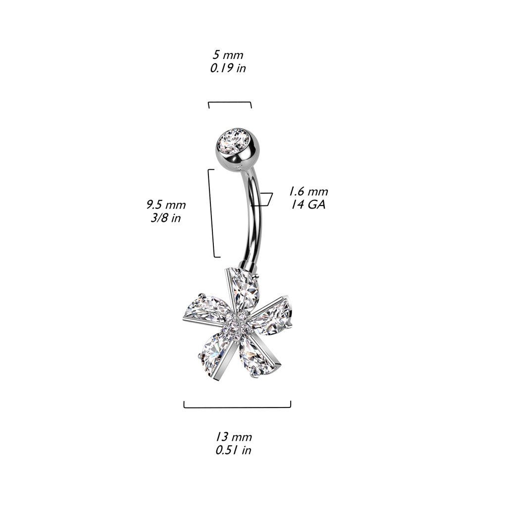 Belly Button Piercing Flower Zirconia