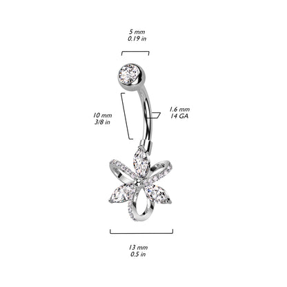 Belly Button Piercing Flower Zirconia