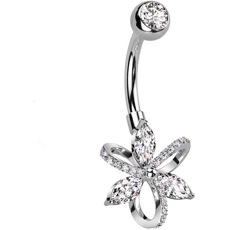 Bauchnabelpiercing Blume Zirkonia