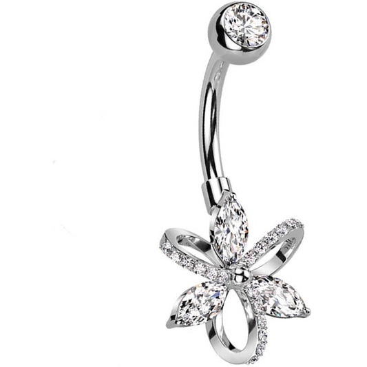 Piercing Ombelico Fiore di zirconi