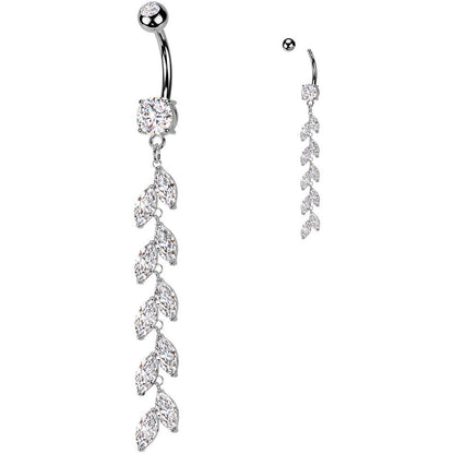 Belly Button Piercing marquise cut zirconia dangle