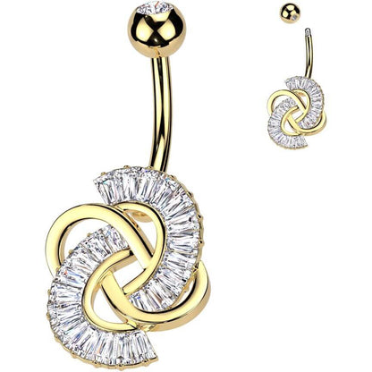 Belly Button Piercing knot baguette cut zirconia