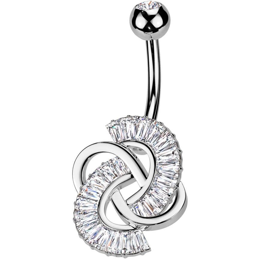 Belly Button Piercing knot baguette cut zirconia