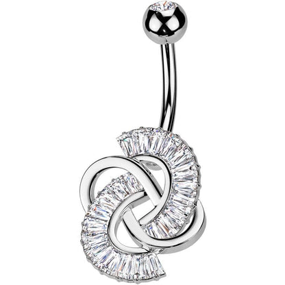 Belly Button Piercing knot baguette cut zirconia