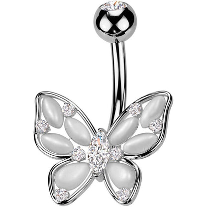Belly Button Piercing butterfly cat's eye stones zirconia