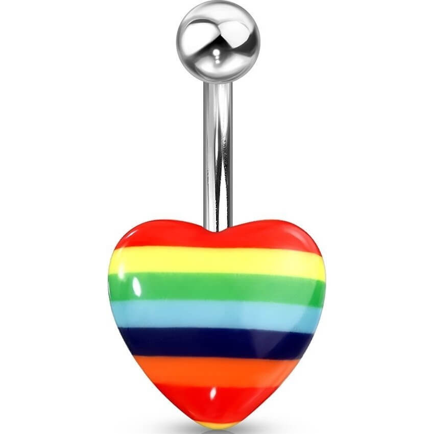 Piercing Ombelico Cuore d´argento con motivo arcobaleno