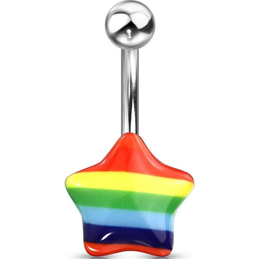 Piercing Ombelico Stella Argento con motivo Arcobaleno