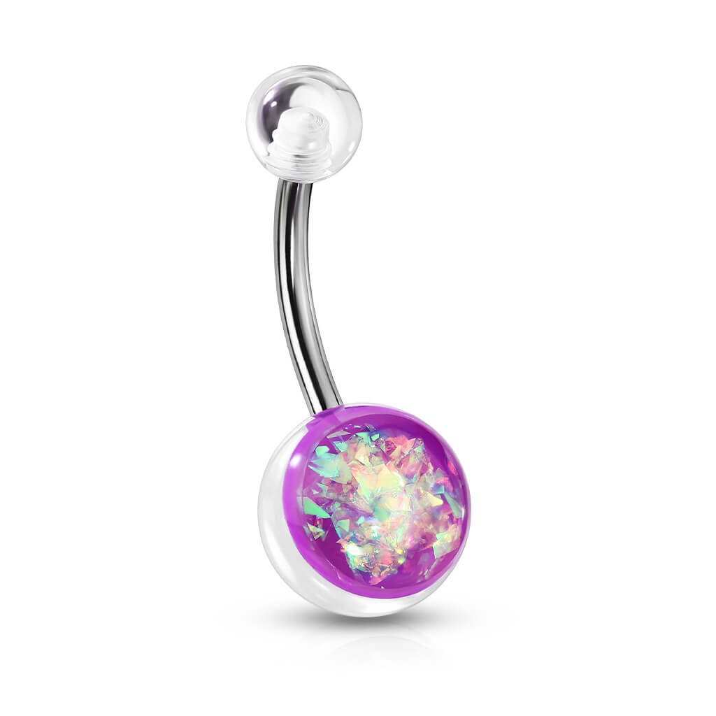 Belly Button Piercing Opal Silver