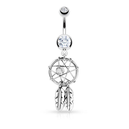 Belly Button Piercing Dream Catcher Silver