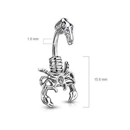 Piercing Nombril Scorpion Zircone Argent