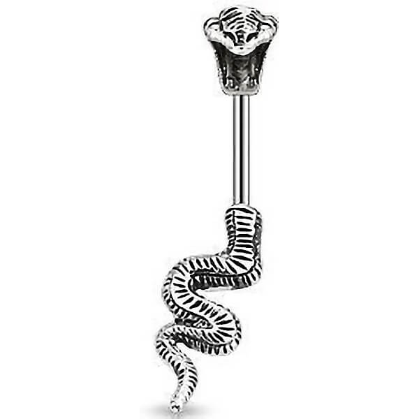 Belly Button Piercing Snake Silver