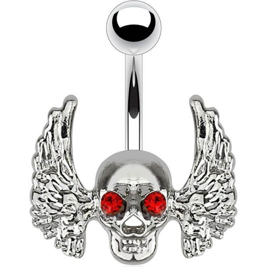 Bauchnabelpiercing Totenkopf Zirkonia Silber