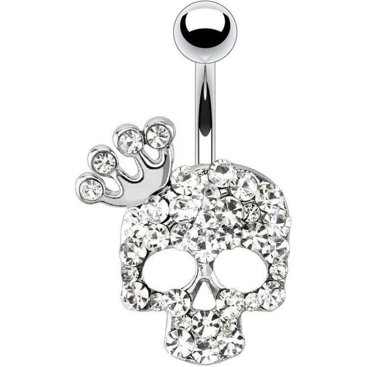 Belly Button Piercing Skull Zirconia Silver