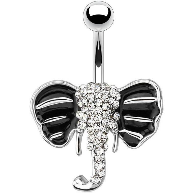 Piercing Ombelico Elefante - Argento e zirconi