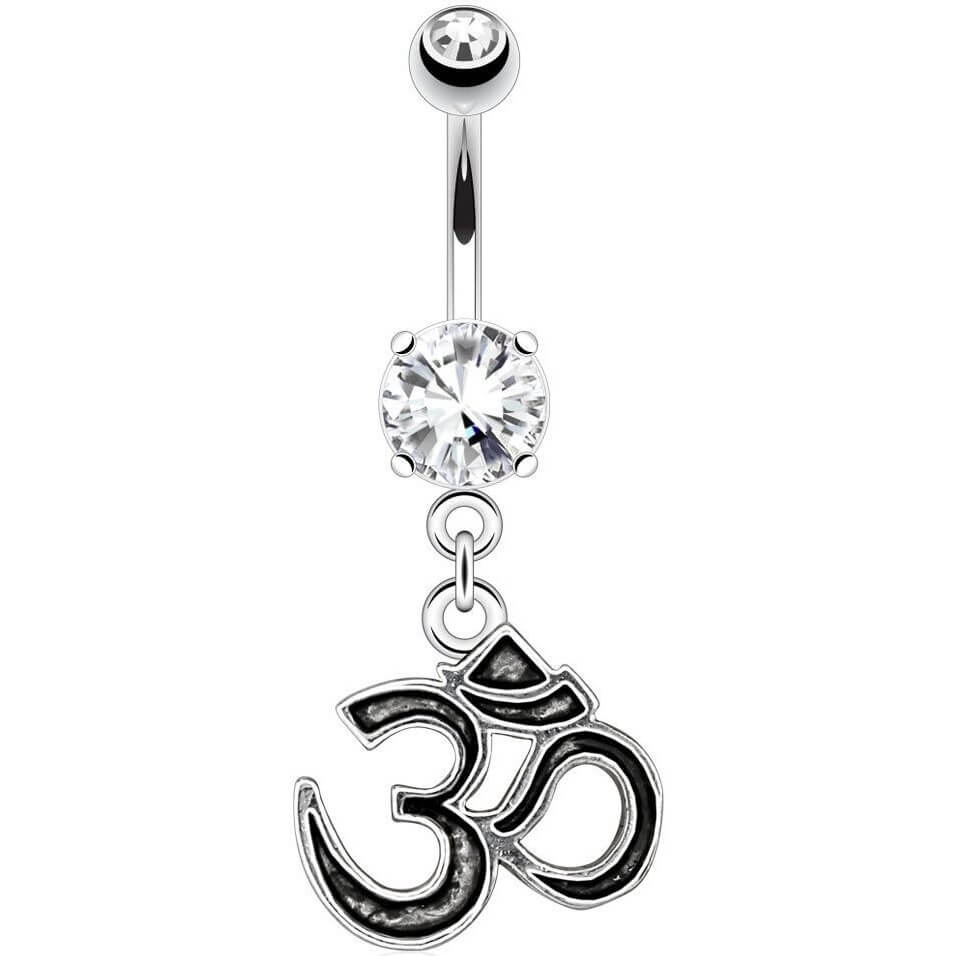 Piercing Nombril Pendentif Om Zircone Argent