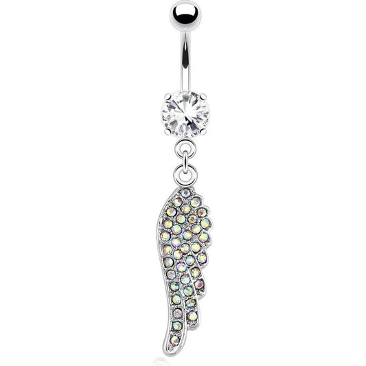 Piercing Nombril Pendentif Aile d´Ange Zircone Argent