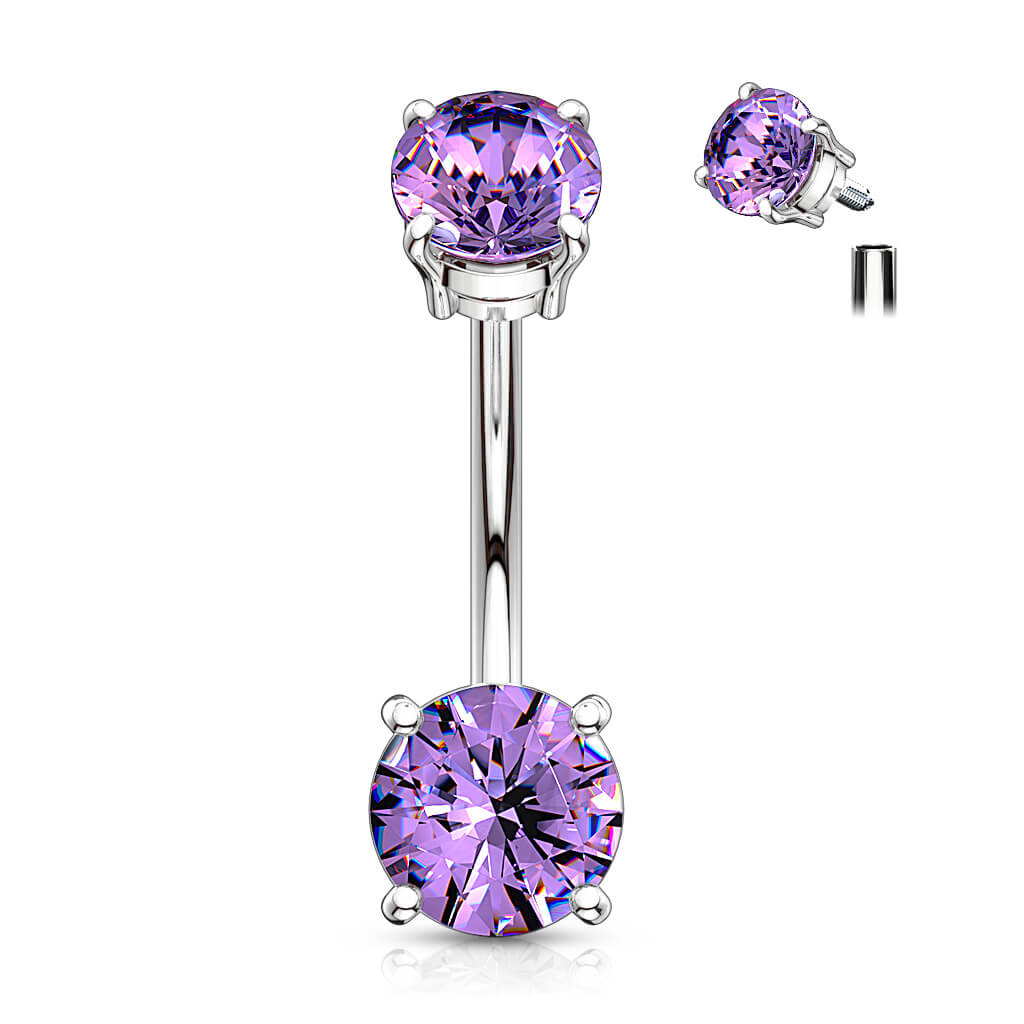 Belly Button Piercing Zirconia Internally Threaded