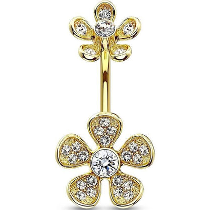 Belly Button Piercing Flower Zirconia Internally Threaded