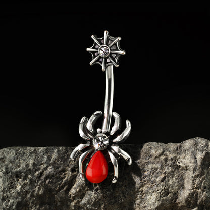 Bauchnabelpiercing Spinne Schwarz Zirkonia