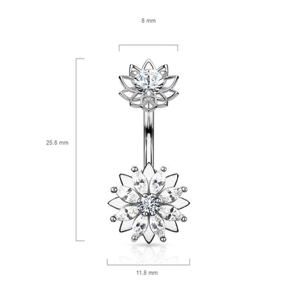 Bauchnabelpiercing Blume Zirkonia Innengewinde