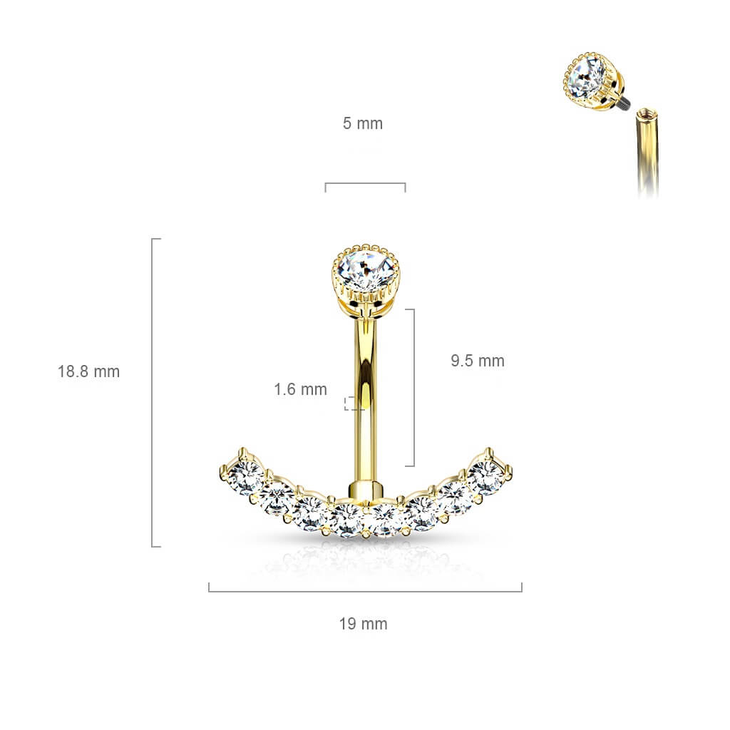 Bauchnabelpiercing Gebogen Zirkonia Innengewinde