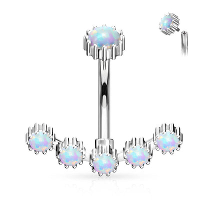 Belly Button Piercing Opal Silver Internally Threaded