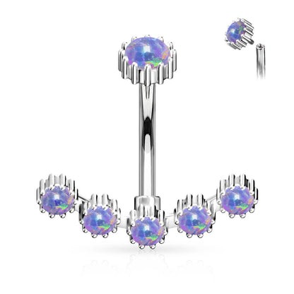 Bauchnabelpiercing Opal Silber Innengewinde