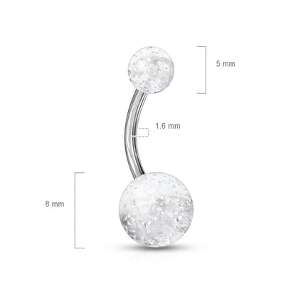 Piercing Ombelico Sfera acrilica ultra glitterata