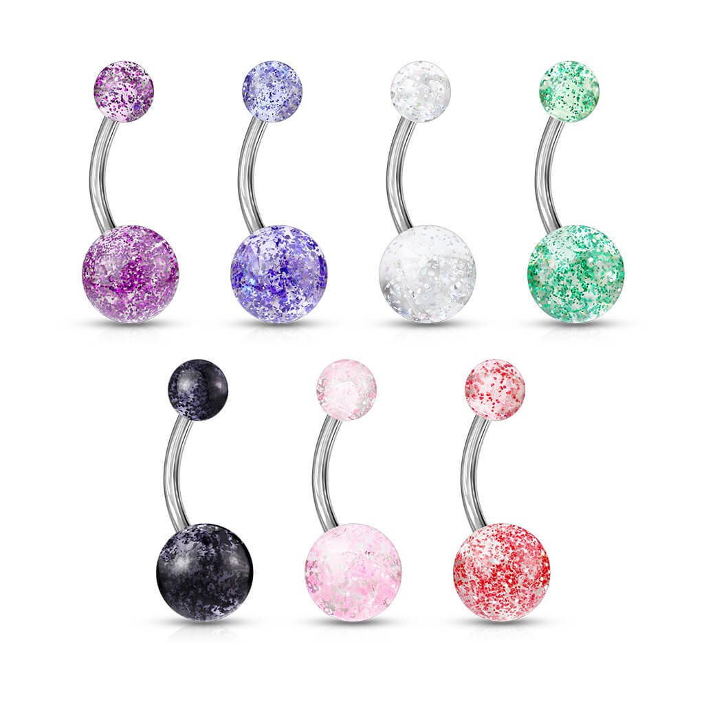 Belly Button Piercing Acrylic Ultra Glitter Ball