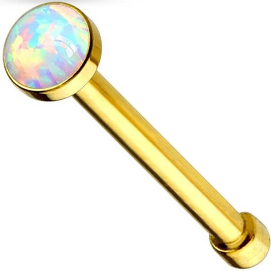 Nose Stud Opal Round Flat